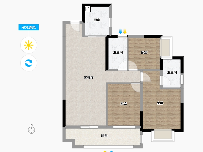 广东省-深圳市-中国铁建·观山云邸-86.41-户型库-采光通风