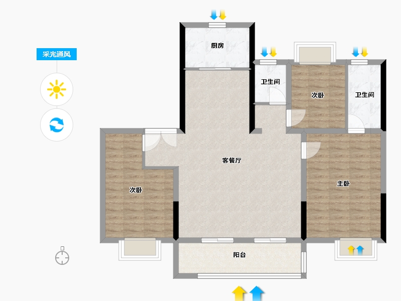 江苏省-常州市-铂悦时代-103.00-户型库-采光通风