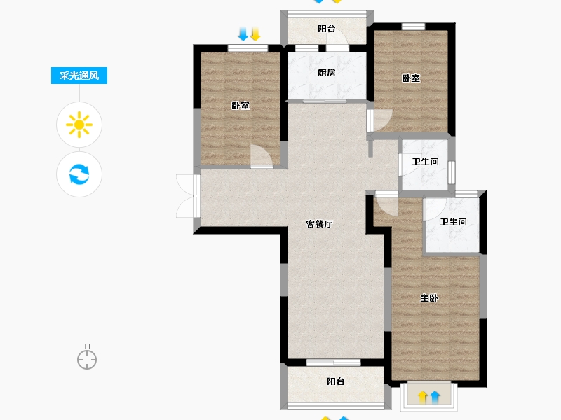 山西省-吕梁市-鑫飞景誉-120.00-户型库-采光通风