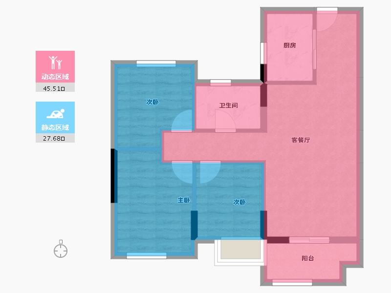 福建省-福州市-万科紫台-65.34-户型库-动静分区