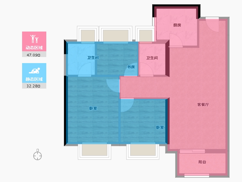 福建省-福州市-龙湖盛天春江悦茗-71.20-户型库-动静分区