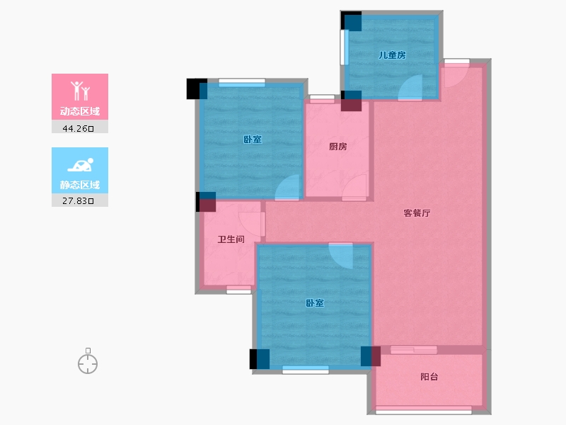 福建省-福州市-三木时光墅-64.00-户型库-动静分区