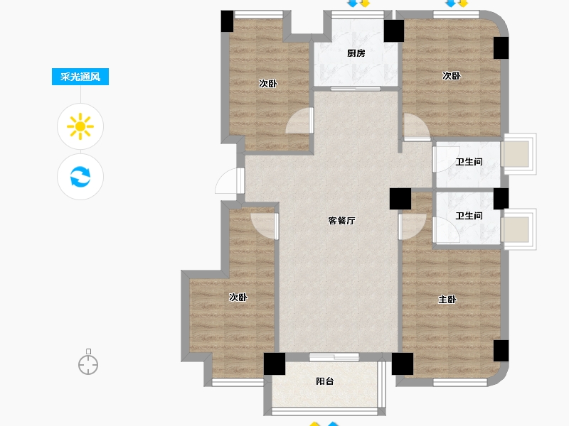 福建省-福州市-武夷澜庭-87.00-户型库-采光通风