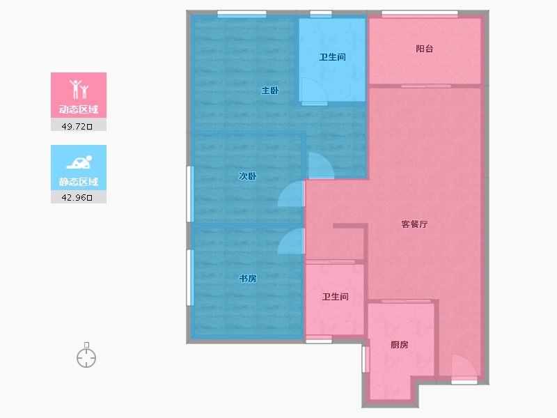 湖南省-长沙市-万科里金域国际-82.00-户型库-动静分区