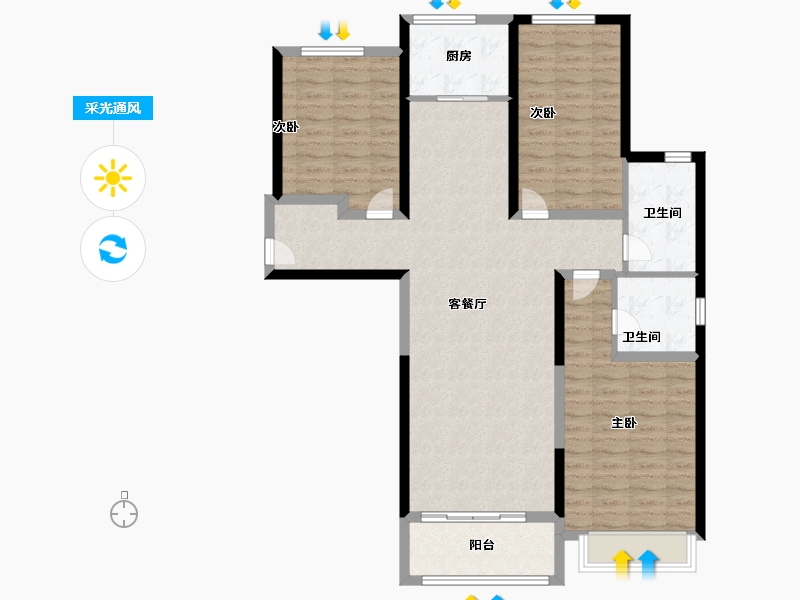 河南省-郑州市-升龙·栖樾府-110.00-户型库-采光通风