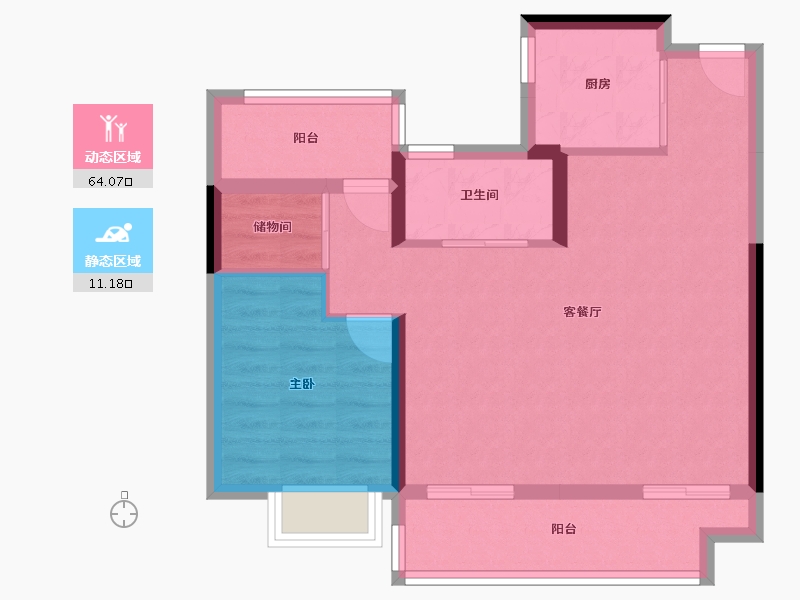 安徽省-合肥市-旭辉·翡翠江来-75.30-户型库-动静分区