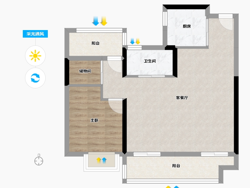 安徽省-合肥市-旭辉·翡翠江来-75.30-户型库-采光通风