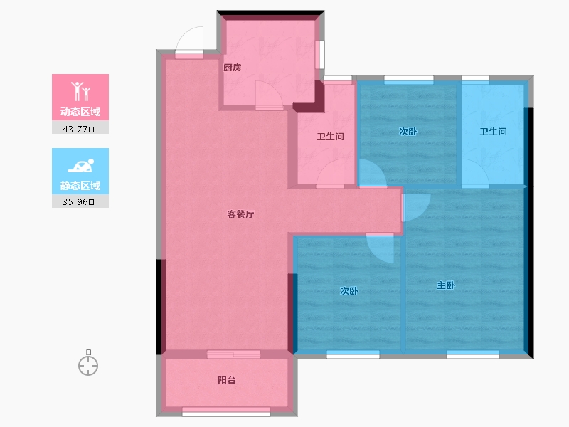 福建省-福州市-龙湖盛天兰园春江天玺-71.20-户型库-动静分区