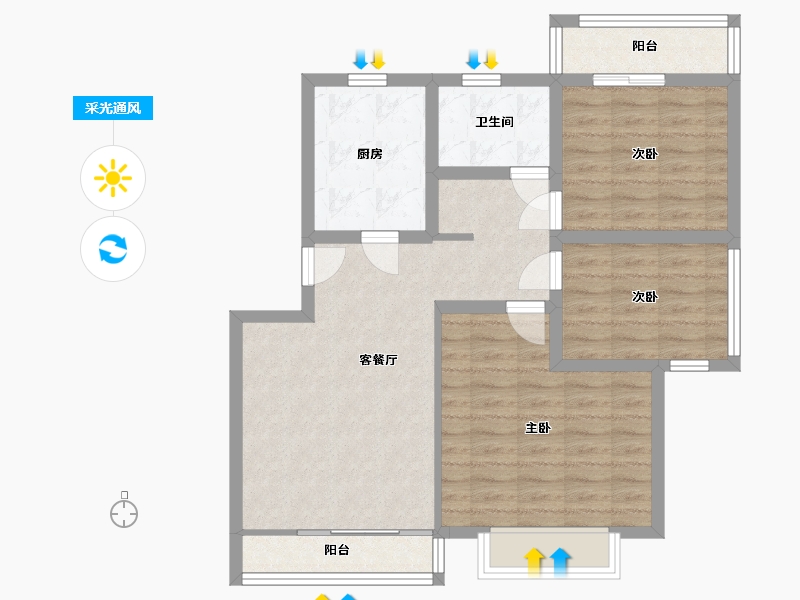 浙江省-杭州市-钱江三苑-82.00-户型库-采光通风