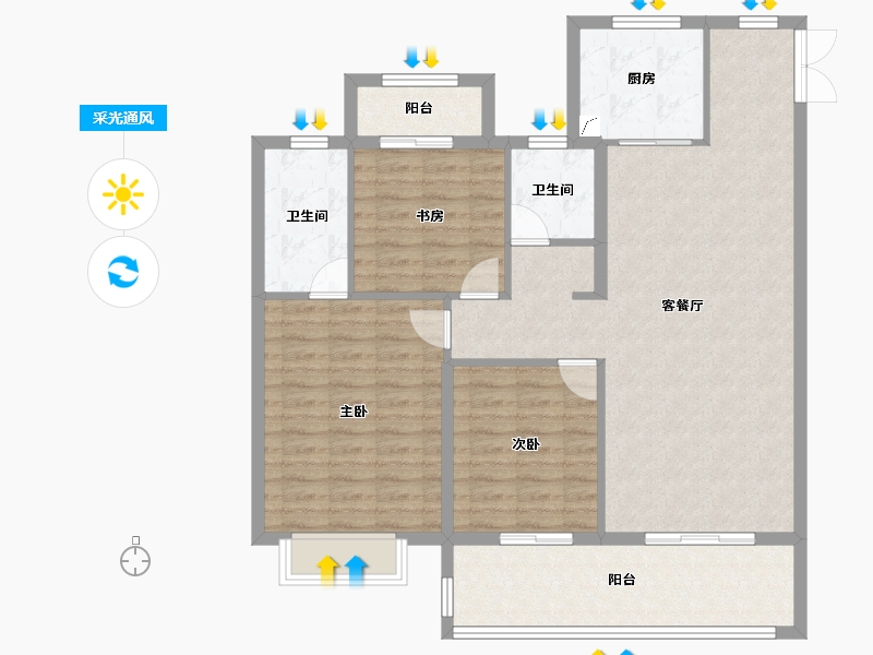 山东省-济南市-中国铁建梧桐天樾-109.00-户型库-采光通风