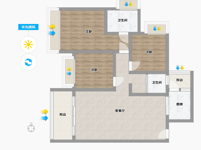 四川省-资阳市-乐至东湖御龙湾-114.00-户型库-采光通风