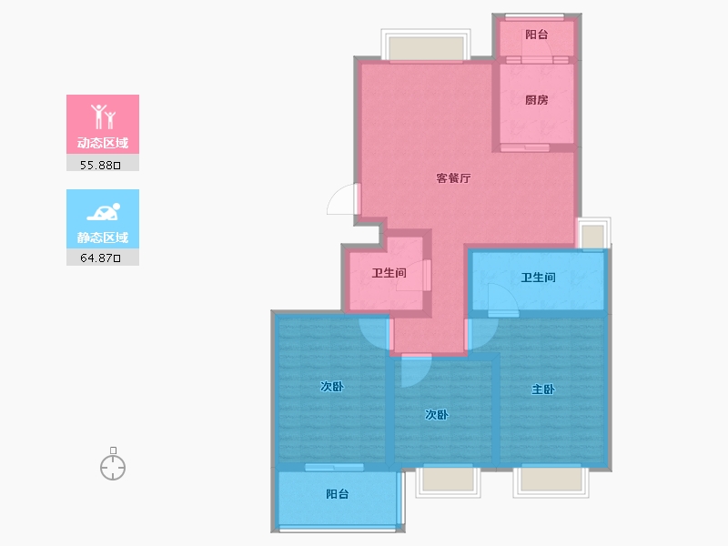 山东省-济南市-紫薇阁山庄-107.20-户型库-动静分区