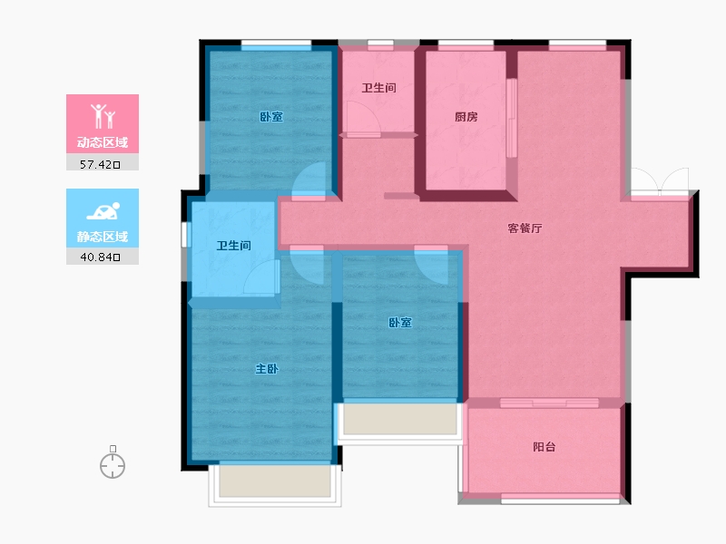 河南省-郑州市-建业比华利庄园-86.60-户型库-动静分区