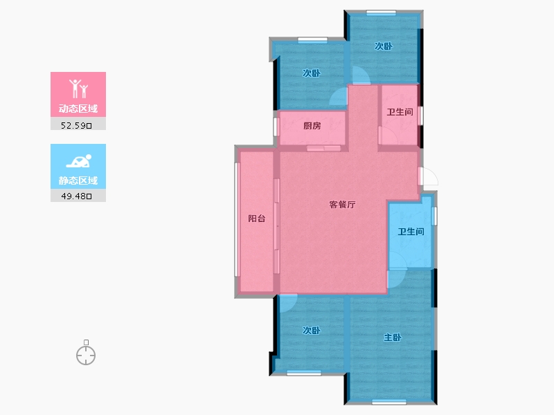 福建省-福州市-龙湖盛天兰园春江天玺-92.08-户型库-动静分区