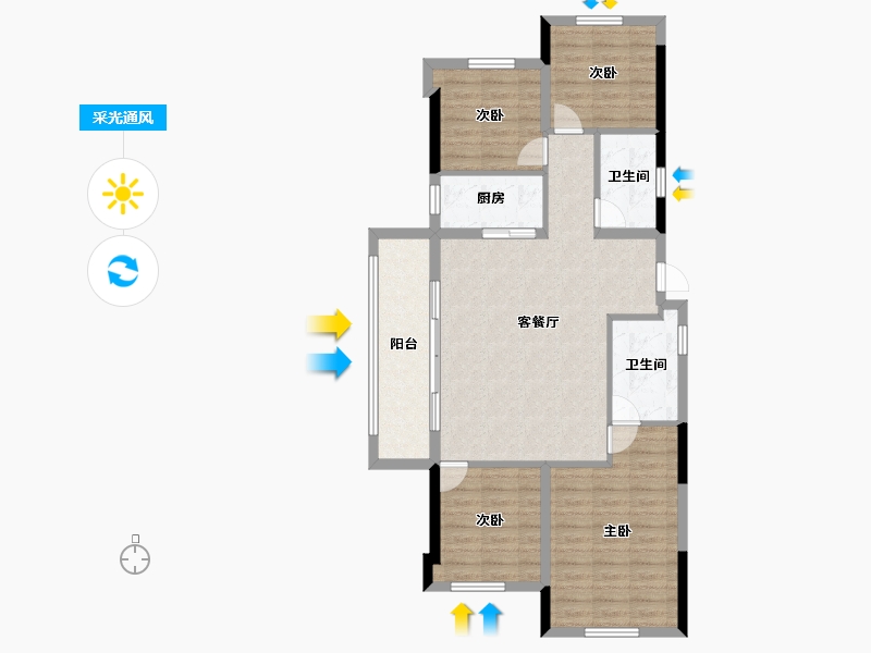 福建省-福州市-龙湖盛天兰园春江天玺-92.08-户型库-采光通风