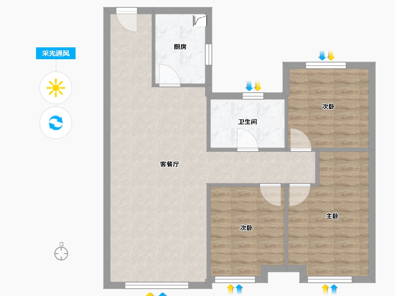 黑龙江省-哈尔滨市-深哈中心松江序-83.00-户型库-采光通风