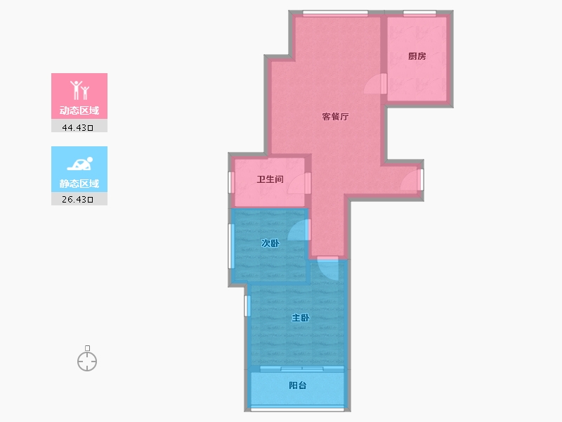 浙江省-杭州市-水韵康桥康盛苑-59.65-户型库-动静分区