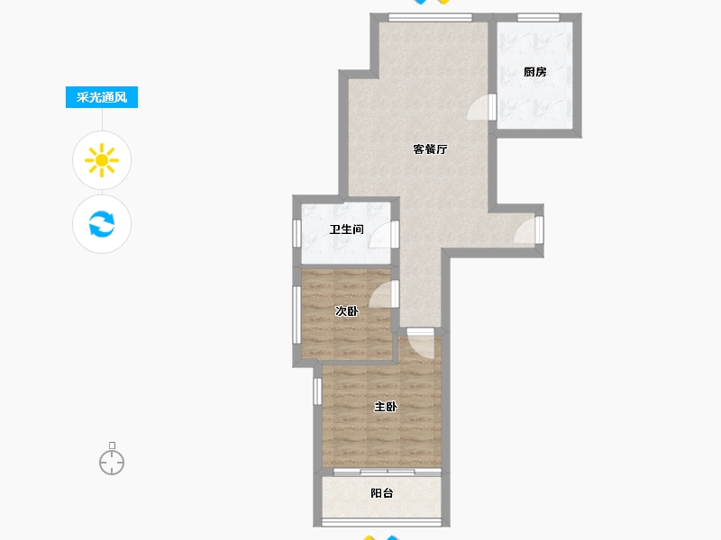 浙江省-杭州市-水韵康桥康盛苑-59.65-户型库-采光通风