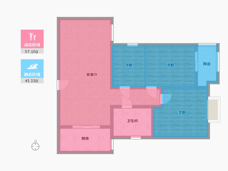 河南省-郑州市-泰山誉景-90.00-户型库-动静分区