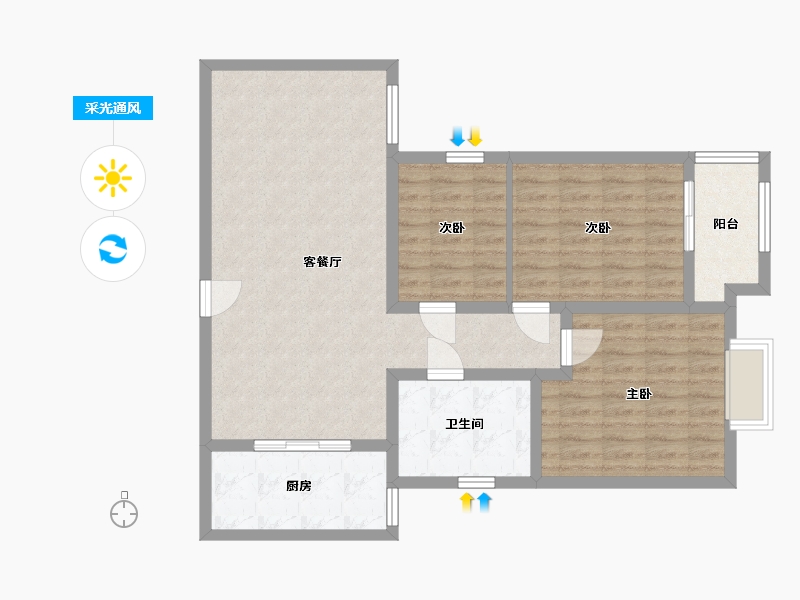 河南省-郑州市-泰山誉景-90.00-户型库-采光通风