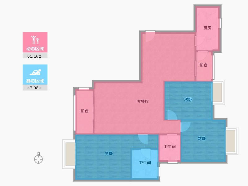 四川省-成都市-劲力蓝色理想-8号楼-100.00-户型库-动静分区