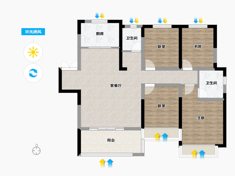 河南省-郑州市-建业比华利庄园-101.10-户型库-采光通风