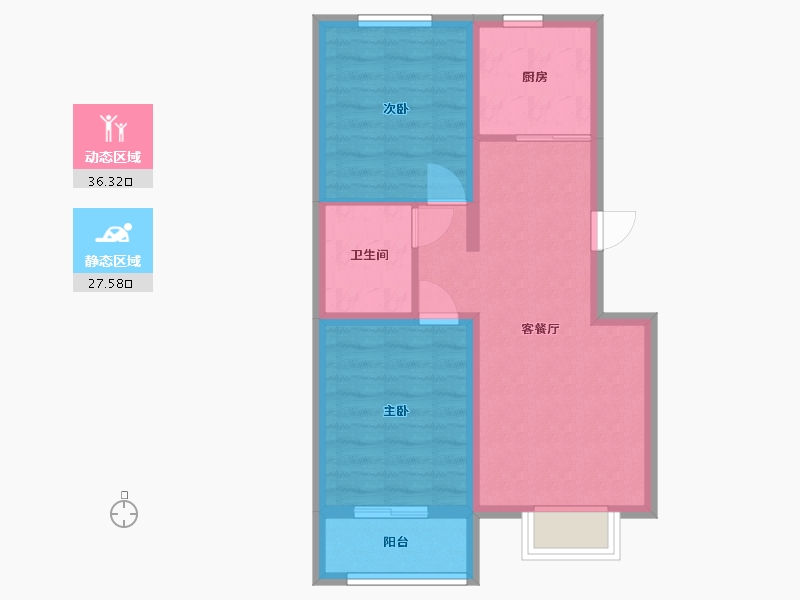 河北省-唐山市-富春山居-69.00-户型库-动静分区