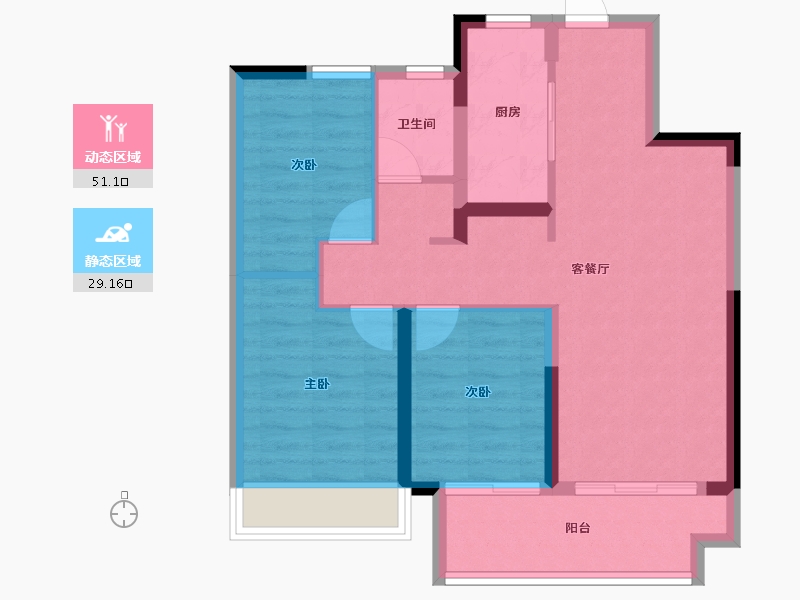 河南省-郑州市-金科旭辉滨河赋​-71.44-户型库-动静分区