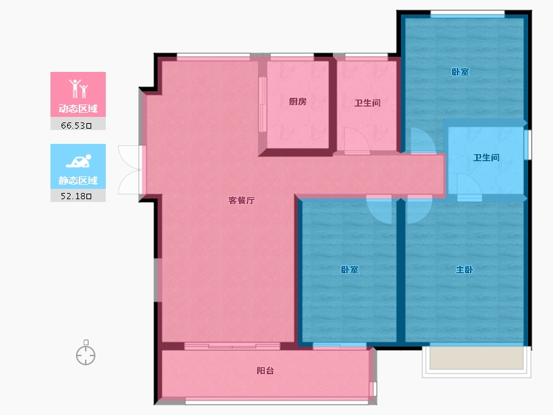 河南省-郑州市-郑州华侨城-106.66-户型库-动静分区