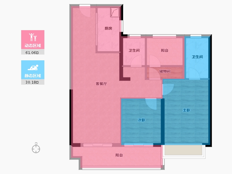 湖南省-长沙市-卓越伊景苑-90.00-户型库-动静分区