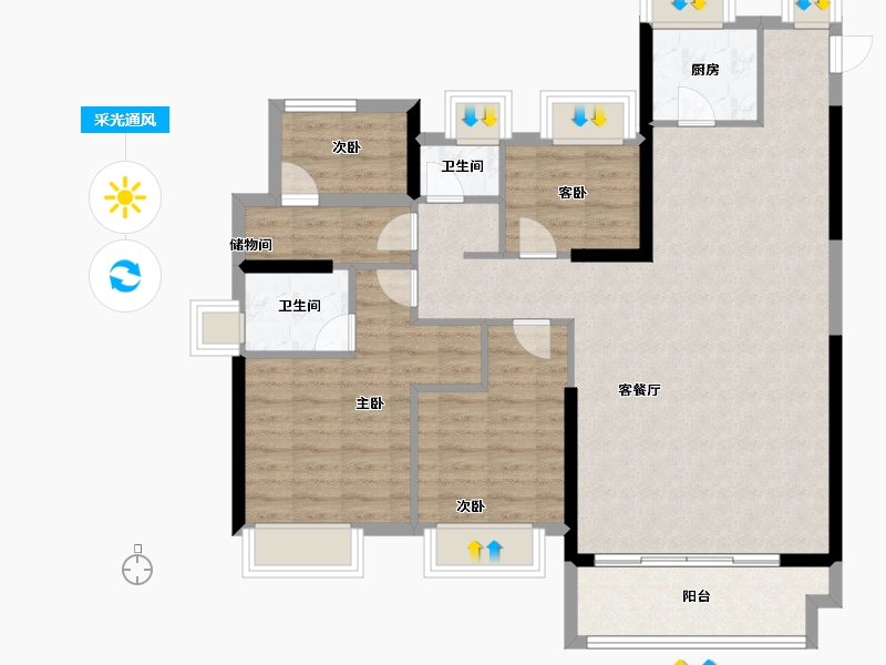 福建省-福州市-阳光城融侨榕心锦江-102.40-户型库-采光通风