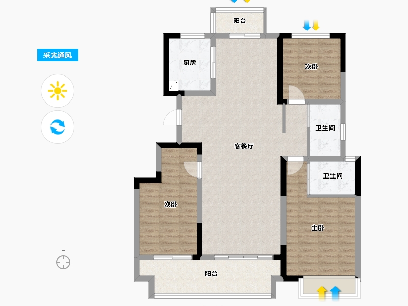 河南省-鹤壁市-运河院子-105.00-户型库-采光通风