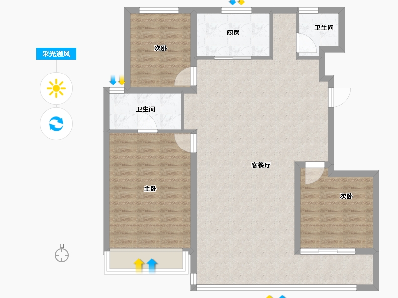 山东省-济南市-越秀麓端府-100.00-户型库-采光通风