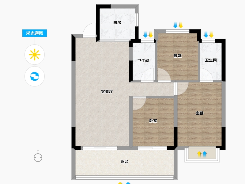 福建省-福州市-融创福州府-86.40-户型库-采光通风