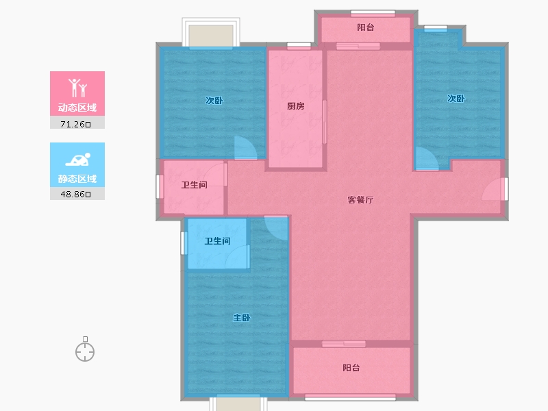 湖北省-天门市-西龙嘉苑-105.86-户型库-动静分区