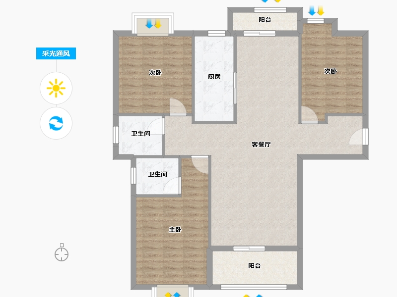 湖北省-天门市-西龙嘉苑-105.86-户型库-采光通风