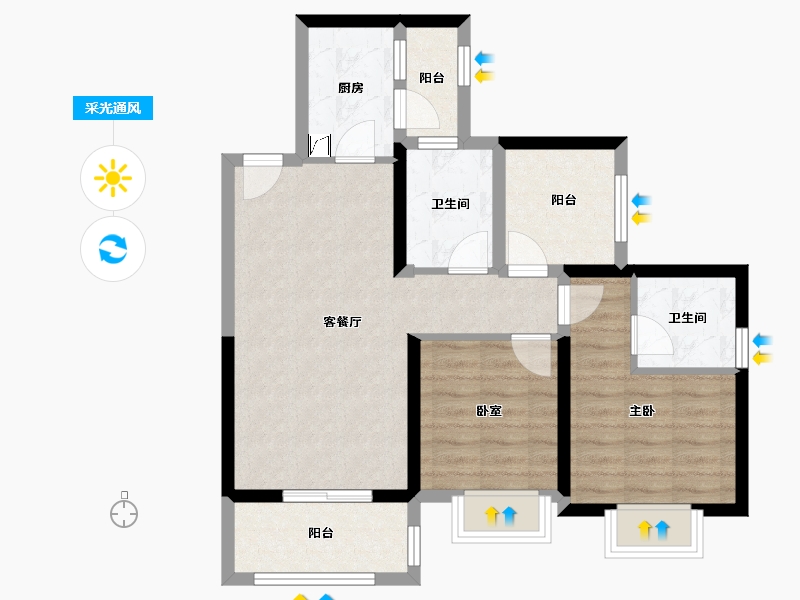 广东省-深圳市-半山悦海花园​-71.19-户型库-采光通风