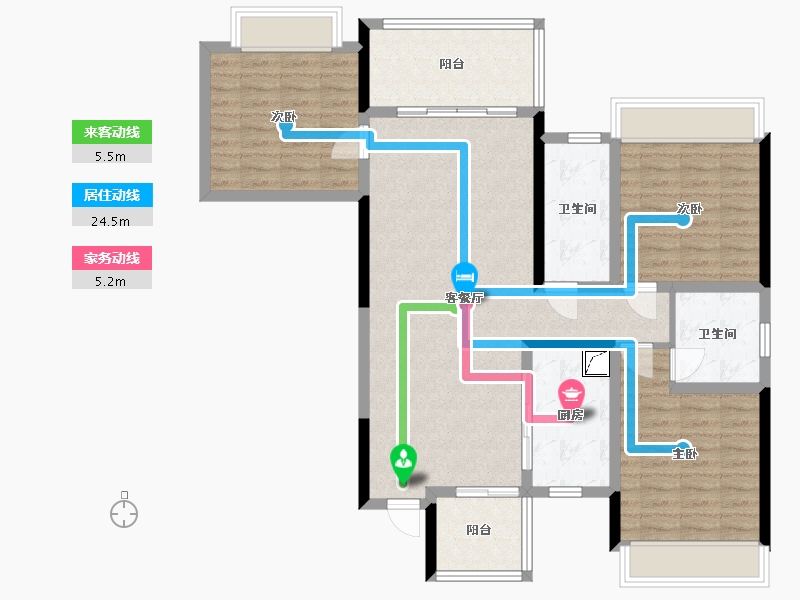 湖南省-湘潭市-华雅花园-115.00-户型库-动静线