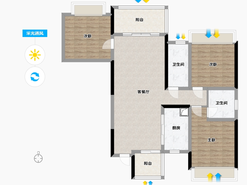 湖南省-湘潭市-华雅花园-115.00-户型库-采光通风