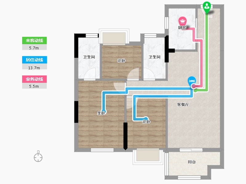 福建省-福州市-万科紫台-74.16-户型库-动静线