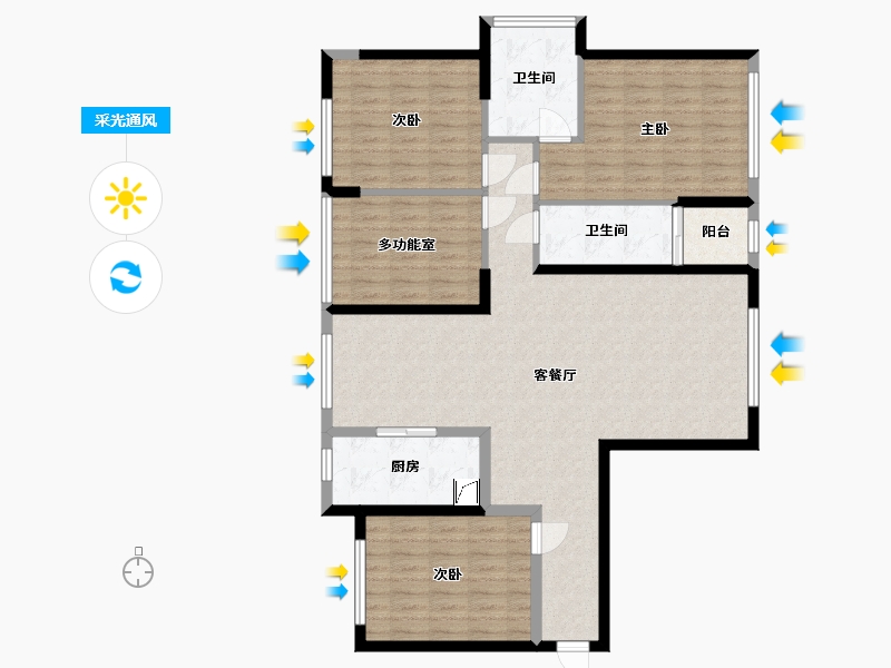 湖南省-常德市-朝阳时光-110.00-户型库-采光通风