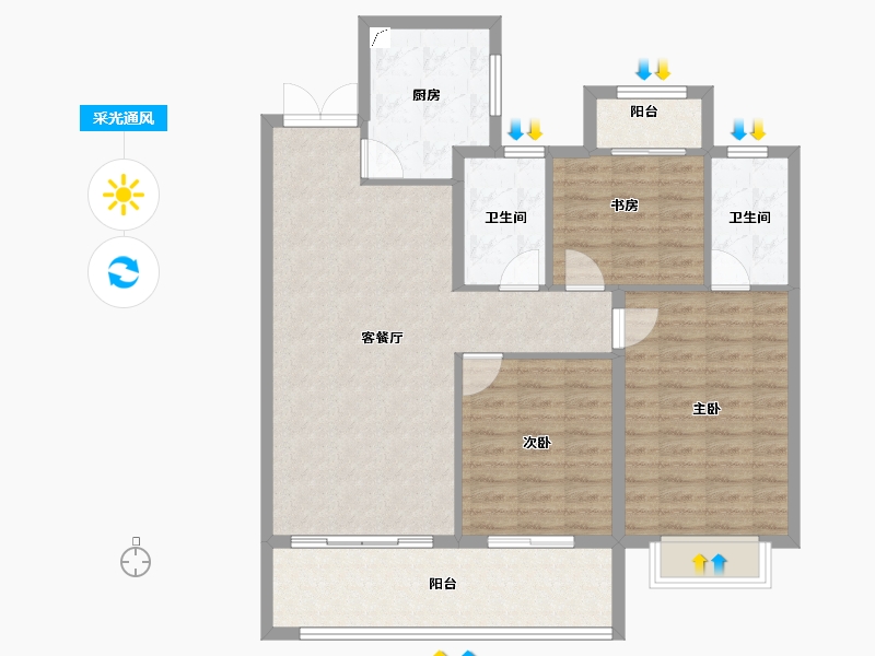 山东省-济南市-中国铁建梧桐天樾-102.00-户型库-采光通风