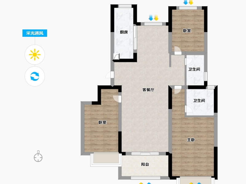 山东省-济南市-中国铁建花语拾光-88.00-户型库-采光通风