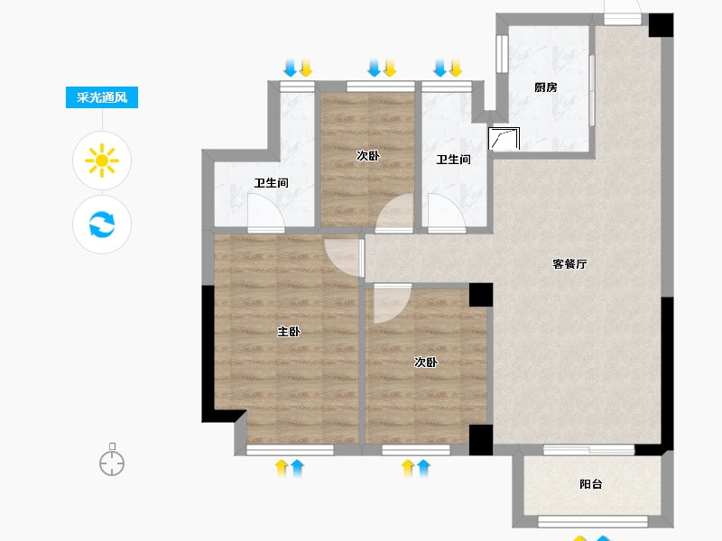 福建省-福州市-武夷澜庭-71.00-户型库-采光通风