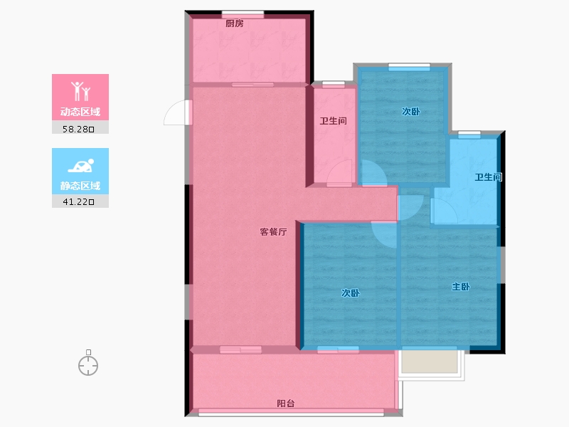 福建省-福州市-名城银河湾-89.67-户型库-动静分区