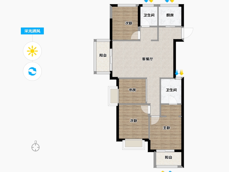 福建省-福州市-三盛国际海岸-94.40-户型库-采光通风