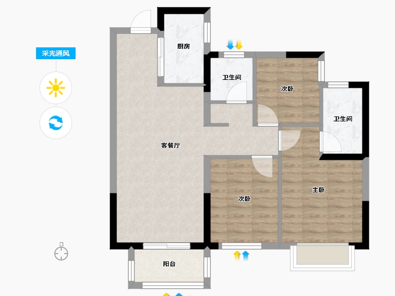 广西壮族自治区-南宁市-银河龙湖江与城-75.15-户型库-采光通风