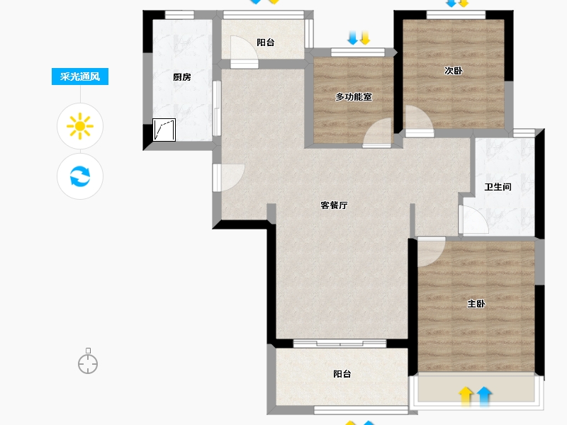 河南省-郑州市-正弘中央公园-79.44-户型库-采光通风