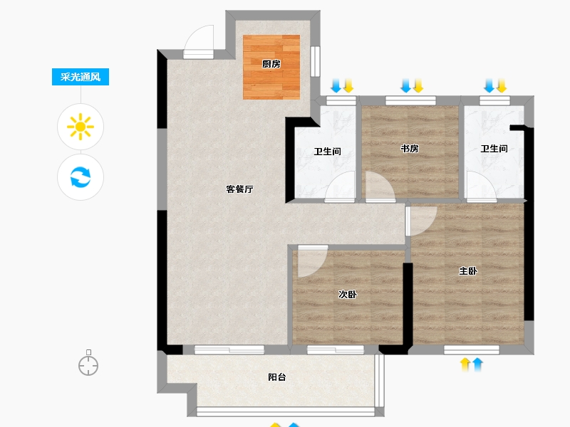 福建省-福州市-永泰保利堂悦-70.00-户型库-采光通风