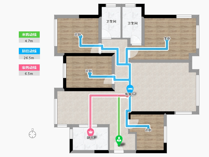 湖南省-株洲市-望云印象-99.80-户型库-动静线